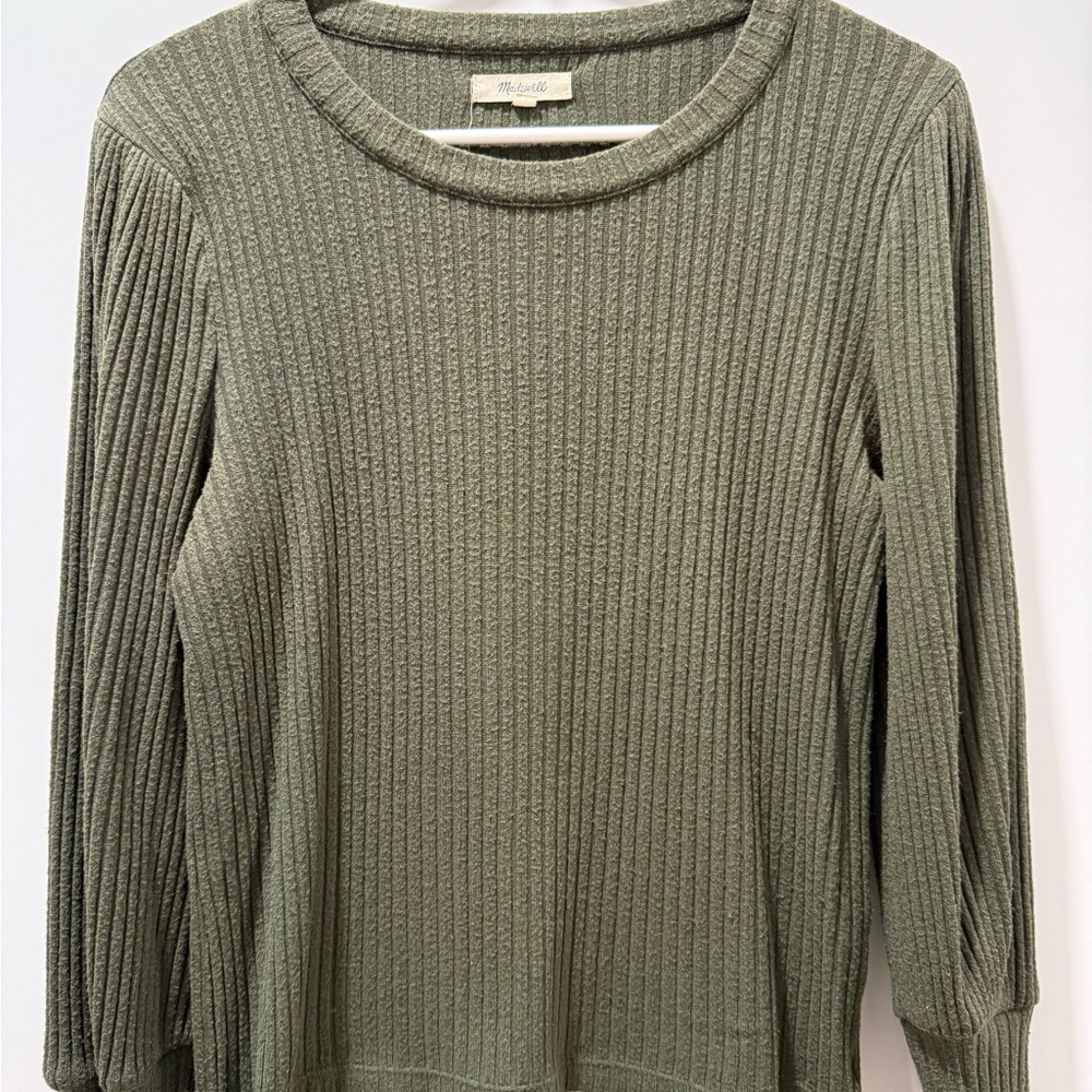 Madewell Brushed Rib Pleat-Sleeve Top